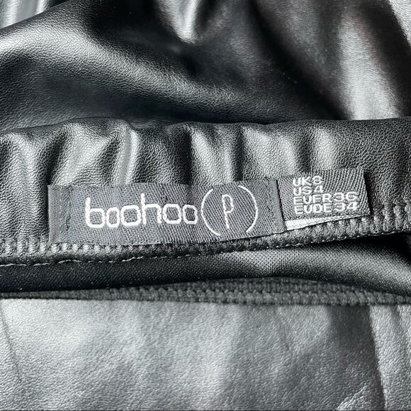 BOOHOO SEXY FAUX LEATHER ASYMMETRICAL MOTO PARTY SKIRT BLACK SIZE 4 - Picture 5 of 5